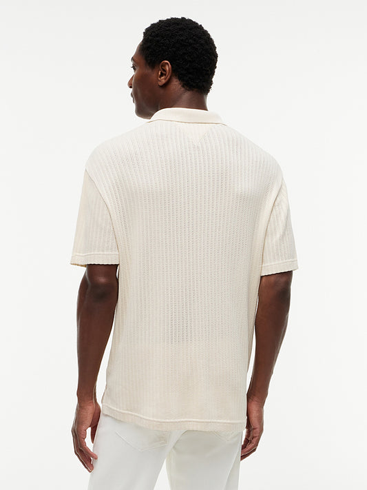 Relaxed fit open-knit polo shirt - Summer Collection