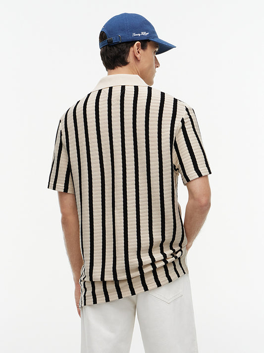 Relaxed fit open-knit polo shirt - Summer Collection