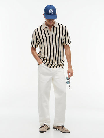Relaxed fit open-knit polo shirt - Summer Collection