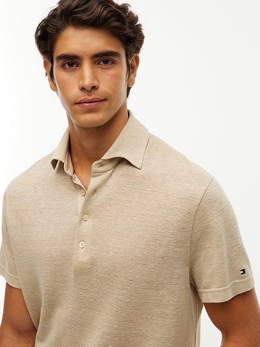 TH™ | New York Label Polohemd aus Leinenmischung, reguläre Passform